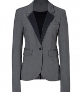 Perfect for busy days at the office, Rachel Zoes denim blazer is a contemporary choice guaranteed to add a chic edge to your outfit - Peaked washed black lapel, long sleeves, buttoned cuffs, single button closure, flap pockets - Tailored fit - Team with button-downs and slim fit trousers, or go all out and wear as a suit