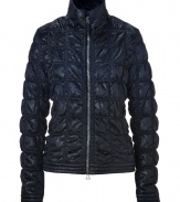 Uplift your chic winter look with Jet Sets textural quilted ski jacket, perfect for the slopes or trekking around the city - Stand-up collar, long sleeves, two-way front zip, side slit pockets - Fitted - Team with favorite skinnies, weather boots and bright knit hats