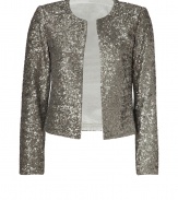 Glamorous no matter how you pair it, Zadig & Voltaires allover sequined cardigan is a statement-making separate perfect for polishing cocktail looks - Collarless, long sleeves, open front - Cropped, straight silhouette - Wear with everything from tees and leather leggings to cocktail sheaths and heels