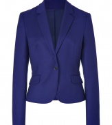 With its sharply tailored fit and timeless classic styling, Hugos oversaturated blazer is a workweek essential - Peaked lapel, long sleeves, buttoned cuffs, single button closure, front flap pockets - Slightly shorter, tailored fit - Pair with a crisp white shirt and jeans, or dress up for work with a pencil skirt and peep-toes