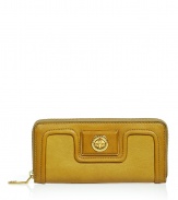 Retro-futurism at its finest, this mustard-hued wallet from Marc by Marc Jacobs will lend a stylish jolt to the everyday - Seaming details, zip around closure, front turn-lock closure with logo, internal zip pocket and room for cash, credit cards, and IDs - Perfect for daily use or as a thoughtful gift