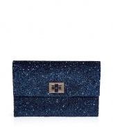 Pack a seriously stylish punch with this glitter-covered clutch from cult-favorite accessory designer Anya Hindmarch - Classic rectangle shape, front 14kt gold-plated twist-lock closure, allover glitter embellishment - Style with a sleek cocktail frock or a flirty club-ready look