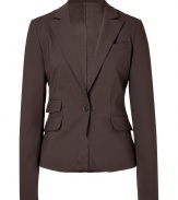 Add instant chic to your workweek look with this fitted blazer from Piazza Sempione - Notched lapels, single-button closure, long sleeves, flap pockets at waist, fitted silhouette - Pair with a blouse, matching straight leg pants, and classic pumps