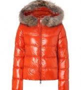 Stay warm while maintaining your impeccable style in this lightweight yet luxe down jacket from Duvetica - Fur-lined hood, front two-way zip closure, long sleeves, zip pockets, quilted - Wear with an elevated jeans-and-tee ensemble and shearling lined boots