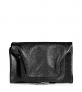 Contemporary and ultra unique, Maison Martin Margielas black fold-over wallet is a cool modern choice for stashing away your essentials - Coin purse, credit card slots, bill fold - Its intelligent design will make you want to leave your handbag at home