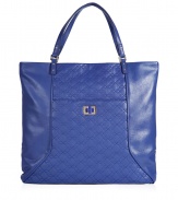 Bring bold style to your look with this vibrant leather tote from Anya Hindmarch - Classic rectangular shape, two carrying handles, quilted front panel, twist lock detail, back zip pocket -Perfect for everyday use or for running errands around town