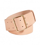 Cinch your look in style with this neutral-hued belt from Malene Birger - Wide belt with a brass-tone two-pronged buckle - Wear with a loose-fitted floral dress or belted over your favorite draped cardigan