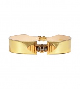 Punctuate streamlined staples with Puccis statement-making gold calfskin belt - Elegant gold-tone brooch embellishment and buckle closure - Wider width ideal for cinching the waist in true style - Polished to perfection and undeniably chic, day or evening - Pair with sheath dresses and high-waisted trousers or pencil skirts and slim-cut sweaters