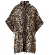 Luxurious parka in polyester - eccentric leopard print - dropped, kimono sleeves in hot new 3/4 length, with high collar and zip closure - waist with drawstring - a wow piece from the exclusive Parisian in-label Givenchy - perfect for spring and cool summer days - best combined with leather leggings and a top - with: black gladiator sandals or animal print booties