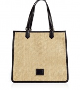 Get your style summer-ready with this chic straw shoulder bag from Marc by Marc Jacobs - Classic carryall shape, contrasting black trim, two top carrying handles - Pair with a floral mini-dress, an oversized cardigan, and wedge heels