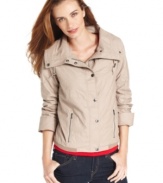 Sporty styling and buttery faux leather makes this Ellen Tracy jacket a perfect topper to transition through seasons!