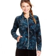 Style&co. Sport's printed velour jacket is a stylish addition to your casual wardrobe!