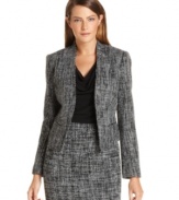 Calvin Klein puts a minimalist-chic stamp on traditional tweed with this streamlined jacket.