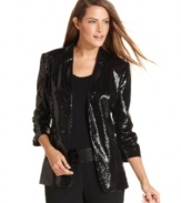 So chic that you'll look for more reasons to wear it! Calvin Klein's sequined blazer gives everything from your favorite jeans to that little red dress a serious shot of shine.