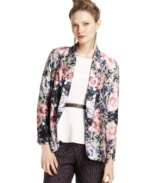 Add a pop of print to your winter wardrobe with this floral Bar III blazer -- a stylish way to layer your cold-weather look!