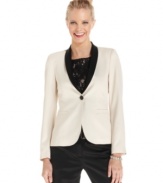 Up your wardrobe's wow factor with Tahari by ASL's cream-colored tuxedo blazer. Contrasting black lapels give this style a sophisticated spin.