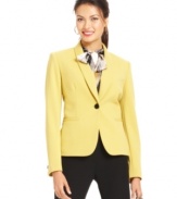 Nine West's jacket makes a cheerful update to your closet. The sunny color is perfect for adding pop to your neutral-colored basics.