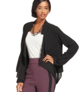 With draped details and a cutaway hem, this BCBGeneration blazer is a perfect combo of menswear attitude and feminine fluidity!