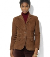 Exquisitely rendered in rich, supple suede, Lauren Jeans Co.'s tailored jacket is finished with classic details and clean lines for a chic, modern look.