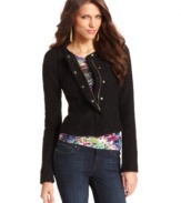 Textural tweed fabric adds a luxe look to this RACHEL Rachel Roy blazer -- perfect for layered cold-weather style!