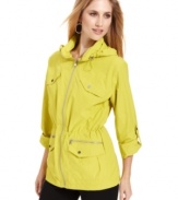 Shield yourself from the elements with this sleek lightweight anorak from Style&co. Sport. Outfitted with a hood and pockets, it has everything you need to get you through a rainy day!