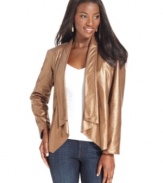 Give your outfit the Midas touch with this shimmery faux leather jacket from Style&co.