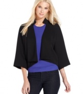 T Tahari's latest jacket is a chic way to usher in the fall season with its beautiful cape styling. (Clearance)