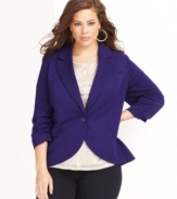 INC's plus size blazer gives any outfit the right amount of menswear-inspired style! Ruched sleeves add a feminine touch.