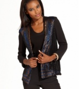 Allover geometric sequins add modern edge to this French Connection blazer for high-shine fall style!