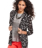 A hot layering piece for fall, this sheer Bar III dotted blazer is perfect for adding a pop of print to your look!