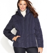 Calvin Klein's quilted puffer keeps you warm without the weight! This plus size jacket features an airy down-blend fill to get your through the season.