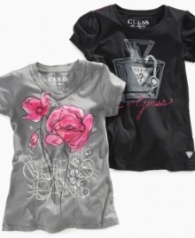 Would a tee by any other name look as sweet? These Guess graphic t-shirts bring out her hip, lovely looks.