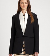 A stunning update, this jacket has an inner collar and an outer layer that create a striking architectural elegance.Inner notched satin collarOuter layer has hook-and-eyeZip closeFront welt pocketsFully linedAbout 30 from shoulder to hemViscose/woolDry cleanImportedSIZE & FITModel shown is 5'10 (177cm) wearing US size 4. 