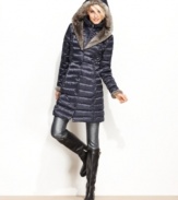 Cozy up to Laundry's stylish puffer coat. The hood and lapel are fully lined with luxurious faux fur!