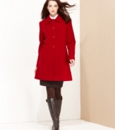 Streamlined A-line--keep it classic and clean in Larry Levine's striking new coat.