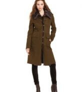 A faux-fur collar and trim ups the luxe on this RACHEL Rachel Roy medium-weight coat -- perfect for a chic cold-weather look!