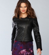 Quilted and adorned with an asymmetrical zipper, INC's faux leather jacket is ready to rock your next outfit!