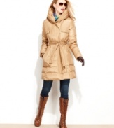 Jones New York presents the most chic take on a puffer coat yet -- utility pockets and rain flaps give it a structured feel. Another plus: the oversized pillow collar converts into a hood!