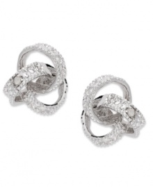 Wrap up your look with a petite layer of love. These chic knots by Victoria Townsend feature an overlapping design covered in round-cut diamond accents. Crafted in sterling silver. Approximate diameter: 3/8 inch.