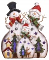 A family of three cheerful snowmen bring a touch of whimsical joy to your home during the holiday season in this delightful figurine.