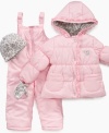 Time to play! She can hit the snow in this jacket, bib, mittens and hat set from Carter's, keeping it fun and cozy.