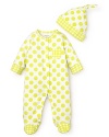 This comfy footie from Offspring keeps the look light and fun with big, bright polkadots.