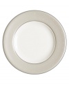 Start out any dinner in style with this fine china bread and butter plate. From innovative designer Monique Lhullier's collection of dinnerware and dishes, it features a pearlescent border with glossy raised dots and a fine stitch-like pattern.