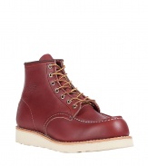 Stylish boots in red brown leather - classic Work-Boot by Red Wing which was worn by Steve McQueen at motorcycle races - nice and comfortable - smooth leather at the outside and a thick skid-free sole in signature color contrasting cream - perfect cool boots for fall and all cold winter days - pairs with all casual outfits