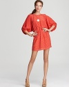 Billowy blouson sleeves lend drama to this Pippa dress, touting a vibrant vintage-inspired print.