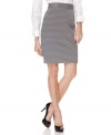 A polka dot pattern adds an irreverent flair to this otherwise classic Calvin Klein pencil skirt -- perfect for a polished look!