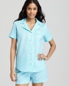 A classic short sleeve stripe shirt and matching pajama short set from Lauren Ralph Lauren.