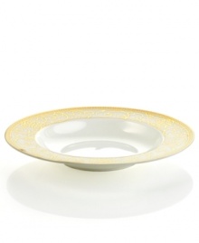 Intricate trim and scrolling vines in lavish gold make the Cru Athena soup bowl a fine-dining sensation and, in dishwasher-safe bone china, a dream for after dinner as well.