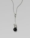 This refined piece features a single smooth black agate stone upon a narrow sterling silver circle link on a delicate link chain. Sterling silverBlack agateLength, about 31Pendant length, about 2¾Toggle closureImported 