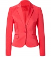 With its sharply tailored fit and timeless classic styling, Hugos bright blazer is a workweek essential - Peaked lapel, long sleeves, buttoned cuffs, single button closure, front flap pockets - Slightly shorter, tailored fit - Pair with a crisp white shirt and jeans, or dress up for work with a pencil skirt and peep-toes